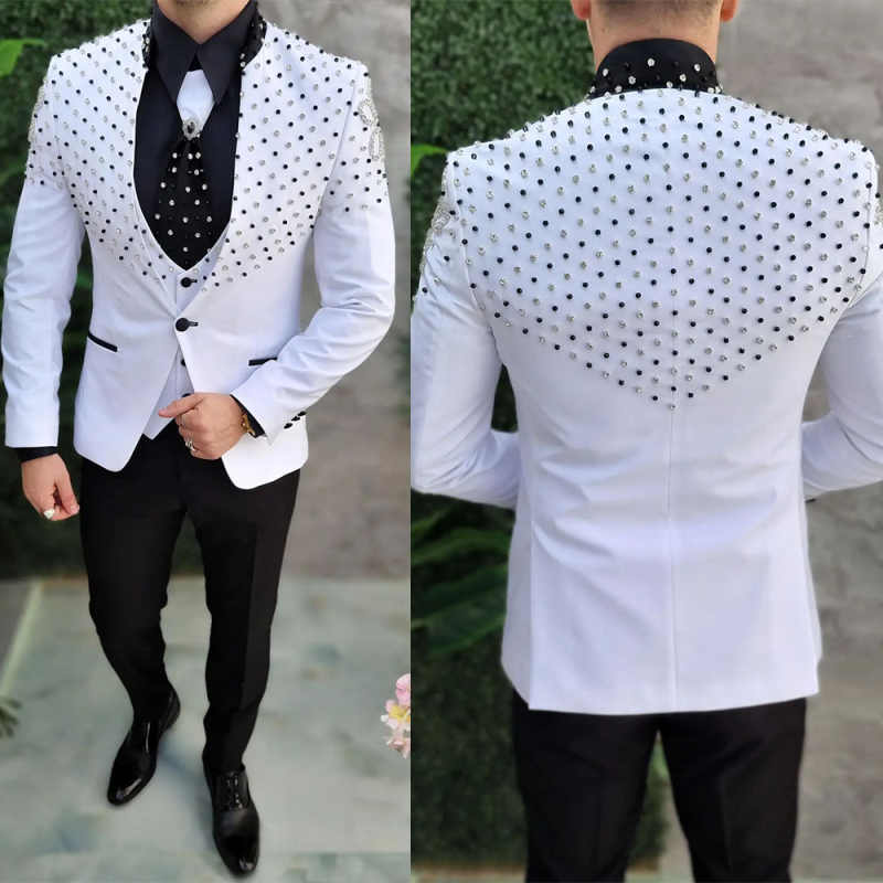 Elegant Formal Men'S Wear - Şık Elmas Detaylı Erkek Takım Elbise