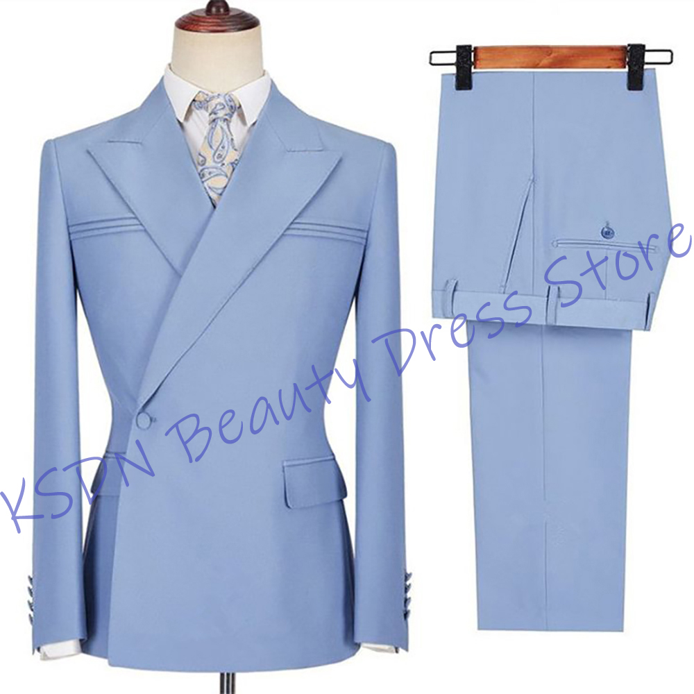 Elegant Formal Men'S Wear - Zarif Erkek Gökyüzü Mavisi Takım Elbise
