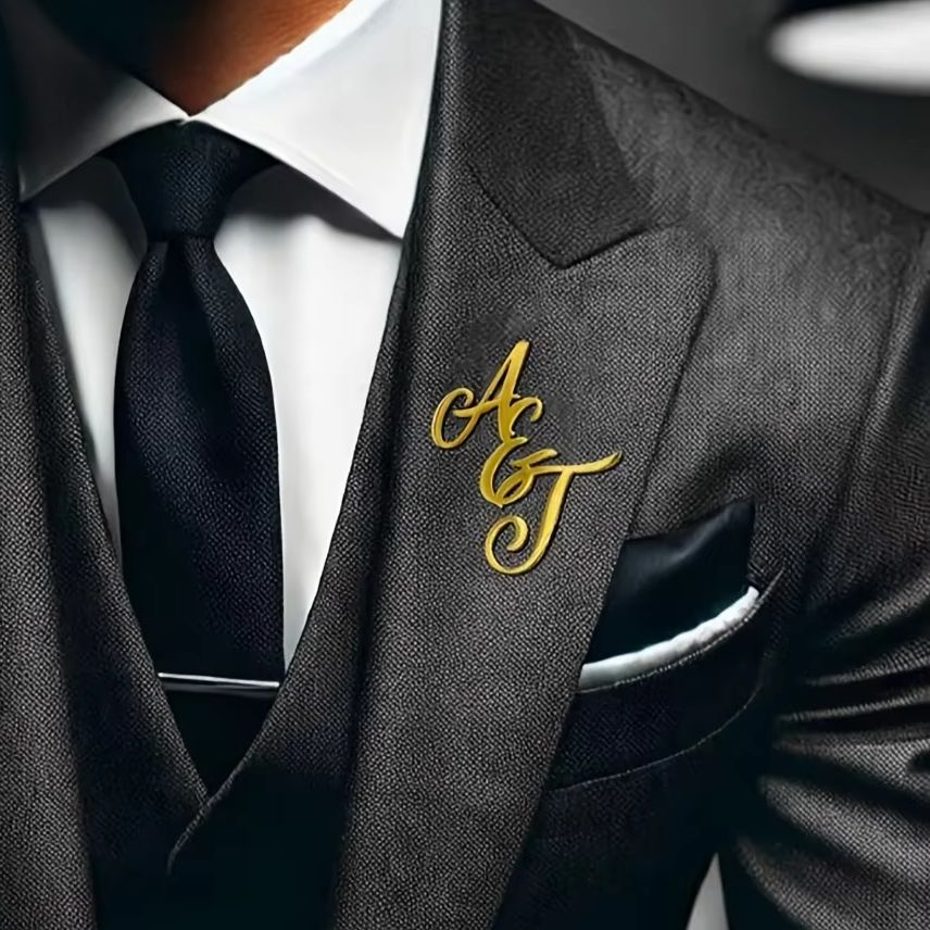 Tuxedo Lapel Pin - Özel Monogram İlk Adı Paslanmaz Çelik