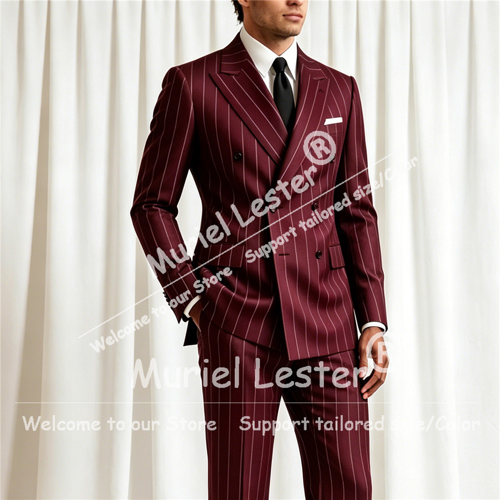 Elegant Formal Men'S Wear - Zarif Çizgili Takım Elbise Erkek 2