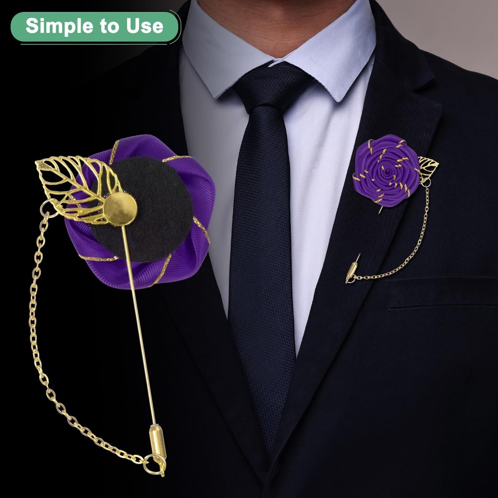 Altın Yapraklı Gül Çiçeği Broş - Tuxedo Lapel Pin incelemesi ve fiyatı
